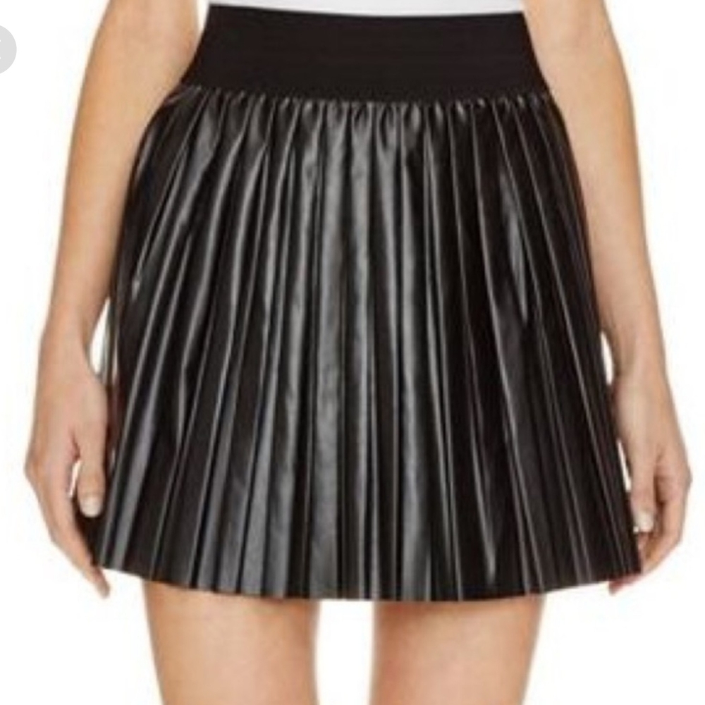 JACK By BB DAKOTA Chic Black FAUX LEATHER Pleated Skirt